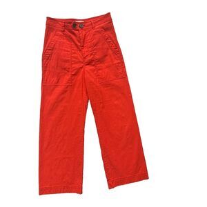 Maeve Anthropologie Linen Blend Red High Rise Wide Leg Colette Pants Size 6